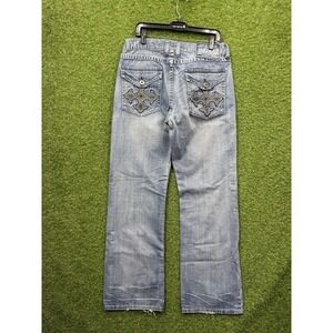 Helix Jeans Mens 36x34 Boot Leg Baggy Skate Y2K Buckle Cross Grunge Punk